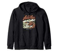 Retro Acadia National Park Vintage Style Maine Shore Sudadera con Capucha