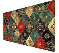 Retro Alfombrilla ratón XXL, 600x300x3mm Flor Alfombrilla Escritorio Extendida con Bordes Cosidos, Antideslizante E Impermeable Mouse Pad Aply a Oficina Y Hogar, Regalos Originales para Hombre A238