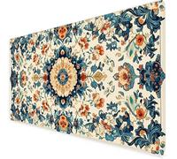 Retro Alfombrilla ratón XXL, 900x500x3mm Flor Alfombrilla Escritorio Extendida con Bordes Cosidos, Antideslizante E Impermeable Mouse Pad Aply a Oficina Y Hogar, Regalos Originales para Hombre A237