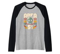 Retro Alien Spaceship Design Area 51 Roswell UFO 1970 Camiseta Manga Raglan