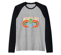Retro Alien Spaceship Design Area 51 Roswell UFO 1970 Camiseta Manga Raglan