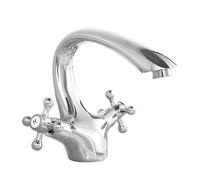 Retro All-Copper Double-Handle Single-Hole Basin Faucet washbasin with High Hot and Cold Faucet, Electroplating Low Model