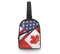 Retro América Canadá Bandera Sling Bag Crossbody Hombro Viaje Cofre Mochila Plegable Daypack para Deportes Compras Senderismo