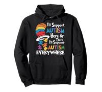 Retro Apoyaré el Autismo aquí Sombrero Puzzles Conciencia sobre el Autismo Sudadera con Capucha