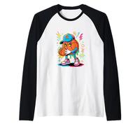 Retro Arcade Basketball Canasta Aro Jugador Camiseta Manga Raglan