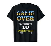 Retro Arcade Game Over Continuar Insertar Moneda 10 Camiseta