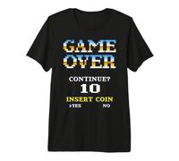 Retro Arcade Game Over Continuar Insertar Moneda 10 Camiseta Premium