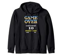 Retro Arcade Game Over Continuar Insertar Moneda 10 Sudadera con Capucha