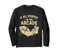 Retro Arcade Gamer Humor Nostálgico Video Juego Terapia Broma Manga Larga