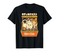 Retro Arcade Gatos Kitty Quest Feline Gamer Videojuego Camiseta