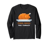 Retro Arcade Pixelated Game Thanksgiving - Final Boss Turkey Manga Larga