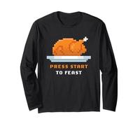 Retro Arcade Pixelated Game Turkey - Press Start to Feast Manga Larga