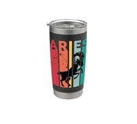 Retro Aries Ram Zodiac Atardecer Vaso térmico de acero inoxidable de doble pared
