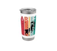 Retro Aries Ram Zodiac Atardecer Vaso térmico de acero inoxidable de doble pared