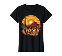 Retro Arizona Home State AZ Desert Sunset Vintage Camiseta gráfica económica, Mujer, Negro, S