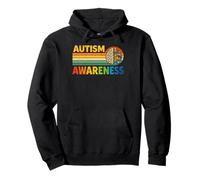 Retro Atardecer Autismo Conciencia Neurodiversidad Espectro Cerebro Sudadera con Capucha