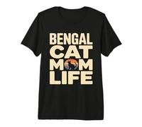 Retro Atardecer Bengala Gato Mamá Vida Camiseta Premium