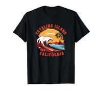 Retro Atardecer Catalina Island California Surf Camiseta