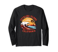 Retro Atardecer Catalina Island California Surf Manga Larga