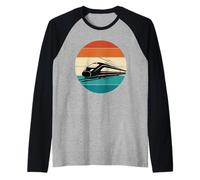 Retro Atardecer De Alta Velocidad Bala Tren Railfan Camiseta Manga Raglan
