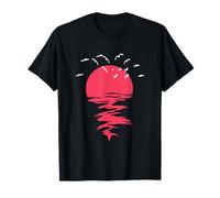Retro Atardecer Olas Océano Minimalista Est Camiseta