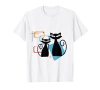 Retro Atomic Age Mid-Century Twin Cat Vintage Modern Design Camiseta
