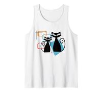 Retro Atomic Age Mid-Century Twin Cat Vintage Modern Design Camiseta sin Mangas