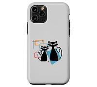 Retro Atomic Age Mid-Century Twin Cat Vintage Modern Design Carcasa para iPhone 11 Pro