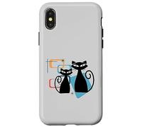 Retro Atomic Age Mid-Century Twin Cat Vintage Modern Design Carcasa para iPhone X/XS
