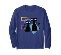 Retro Atomic Age Mid-Century Twin Cat Vintage Modern Design Manga Larga