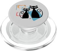 Retro Atomic Age Mid-Century Twin Cat Vintage Modern Design PopSockets PopGrip para MagSafe
