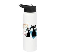 Retro Atomic Age Mid-Century Twin Cat Vintage Modern Design Stainless Steel Insulated Water Bottle