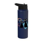 Retro Atomic Age Mid-Century Twin Cat Vintage Modern Design Stainless Steel Insulated Water Bottle