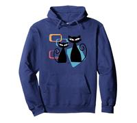 Retro Atomic Age Mid-Century Twin Cat Vintage Modern Design Sudadera con Capucha