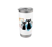 Retro Atomic Age Mid-Century Twin Cat Vintage Modern Design Vaso térmico de acero inoxidable de doble pared
