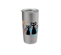 Retro Atomic Age Mid-Century Twin Cat Vintage Modern Design Vaso térmico de acero inoxidable de doble pared