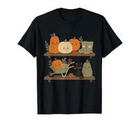 Retro Autumn Harvest Shelf Doodle Personajes Vibe Camiseta gráfica económica
