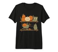 Retro Autumn Harvest Shelf Doodle Personajes Vibe Camiseta Premium