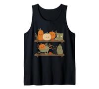 Retro Autumn Harvest Shelf Doodle Personajes Vibe Camiseta sin Mangas
