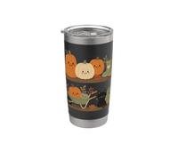 Retro Autumn Harvest Shelf Doodle Personajes Vibe Vaso térmico de acero inoxidable de doble pared
