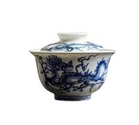 Retro Azul Antiguo Y Blanco Bajo Vidriado Color Dragón Gaiwan Chino Kungfu Té Hacer Tazón Casa De For El Hogar La Elegancia Es Atemporal