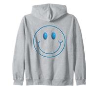 Retro Azul Sonrisa Cara Feliz Cara Positiva Vibes Niños Adolescentes Sudadera con Capucha
