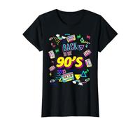 Retro Back To 90's Novelty Graphic T-Shirts & Cool Designs Camiseta gráfica económica, Mujer, Negro, M
