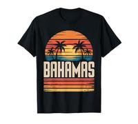 Retro Bahamas Beach Summer Vacation Sunset Palm Trees Camiseta