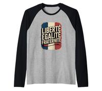 Retro Bandera Francia Libertad Igualdad Fraternidad Patriótico Meme Camiseta Manga Raglan