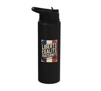 Retro Bandera Francia Libertad Igualdad Fraternidad Patriótico Meme Stainless Steel Insulated Water Bottle