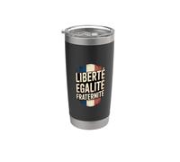Retro Bandera Francia Libertad Igualdad Fraternidad Patriótico Meme Vaso térmico de acero inoxidable de doble pared