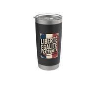 Retro Bandera Francia Libertad Igualdad Fraternidad Patriótico Meme Vaso térmico de acero inoxidable de doble pared