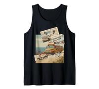 Retro Baño Letras Inglés Coche Internacional Playa Moda Vintage Estilo Surf Baño Diseño Personalidad Camiseta sin Mangas