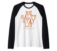 Retro Be Salty Stay Lit Mateo 5:13-14 Cristiano Mujeres Hombres Camiseta Manga Raglan